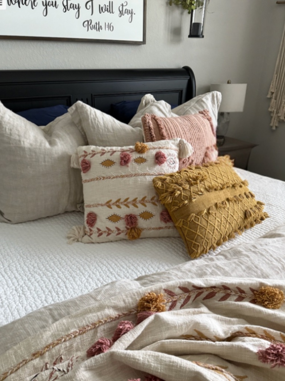 Set/3 Boho Pillows with Tassels